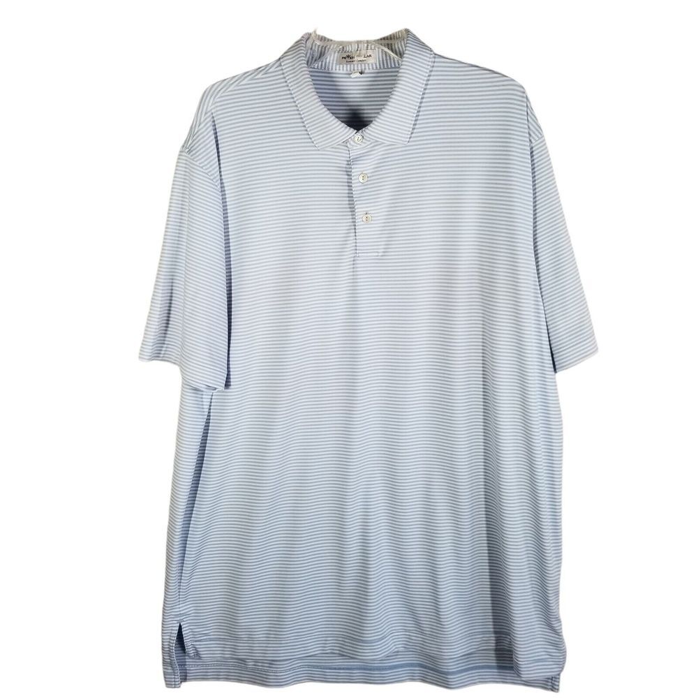 Peter Millar‎ Summer Comfort Polo Shirt Men's XL Blue Striped Short Sleeve Golf